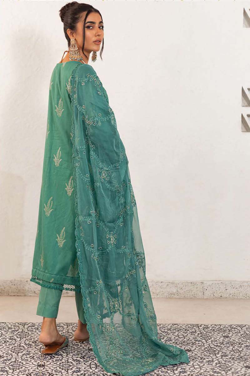 Embroidered Shirt Shalwar Dupatta - Emerald Green - Jacquard Suit